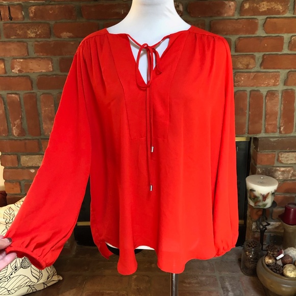 7th Avenue New York & Company Red Dressy Blouse XL